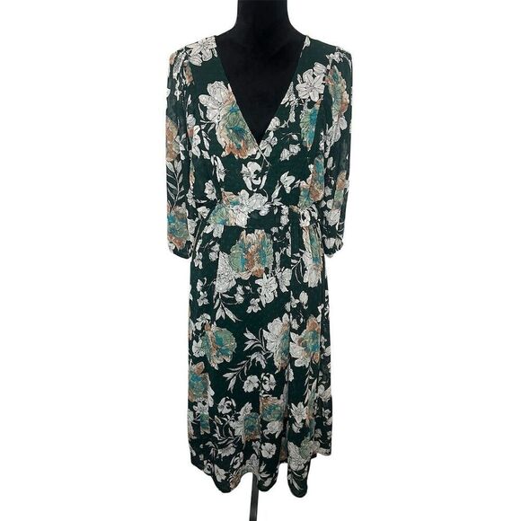 NWT RIVER ISLAND GREEN FLORAL BOHO INSPIRED STUNNING DRESS WOMENS SIZE 12 - Picture 1 of 7